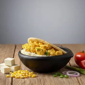Arepa D’ Pericos rellena de huevos pericos y queso