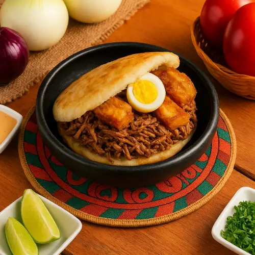 arepa rellena de carne